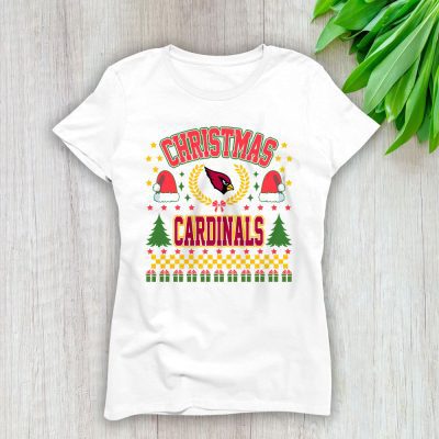 Arizona Cardinals Merry Christmas NFL Gift For Fan Cute Santa Hohoho Lady T-Shirt Women Tee LTL20201