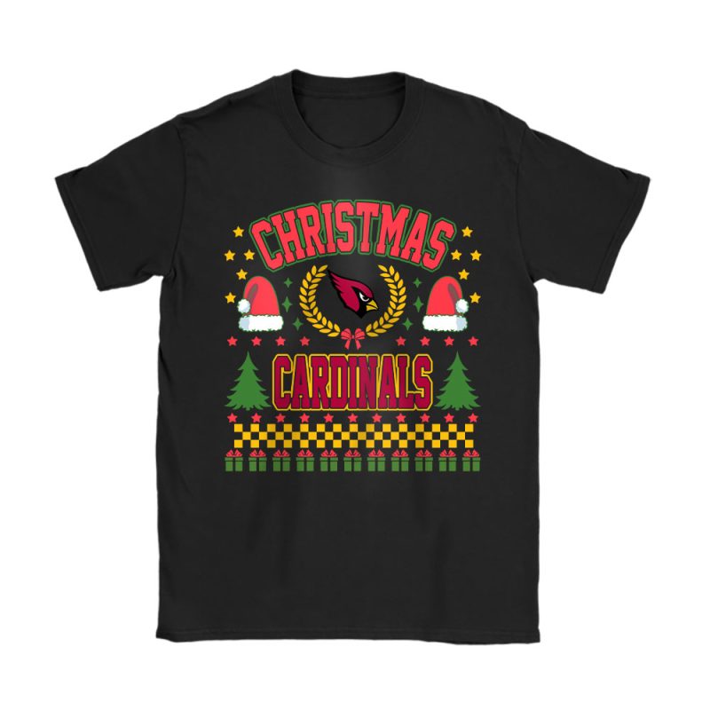 Arizona Cardinals Merry Christmas NFL Gift For Fan Cute Santa Hohoho Unisex T-Shirt Cotton Tee TAT20201