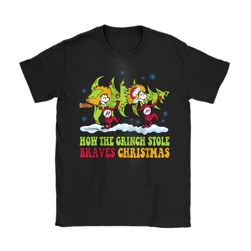 Atlanta Braves Merry Christmas MLB Gift For Fan Cute Grinch Unisex T-Shirt Cotton Tee TAT21612