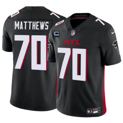 Atlanta Falcons #70 Jake Matthews Black 2024 F.U.S.E With 4-Star C Patch Vapor Untouchable Limited Football Stitched Jersey