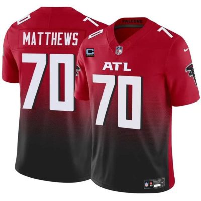 Atlanta Falcons #70 Jake Matthews Red/Black 2024 F.U.S.E With 4-Star C Patch Vapor Untouchable Limited Football Stitched Jersey