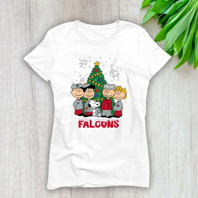 Atlanta Falcons Merry Christmas NFL Gift For Fan Christmas Snoopy And Friends Lady T-Shirt Women Tee LTL20226