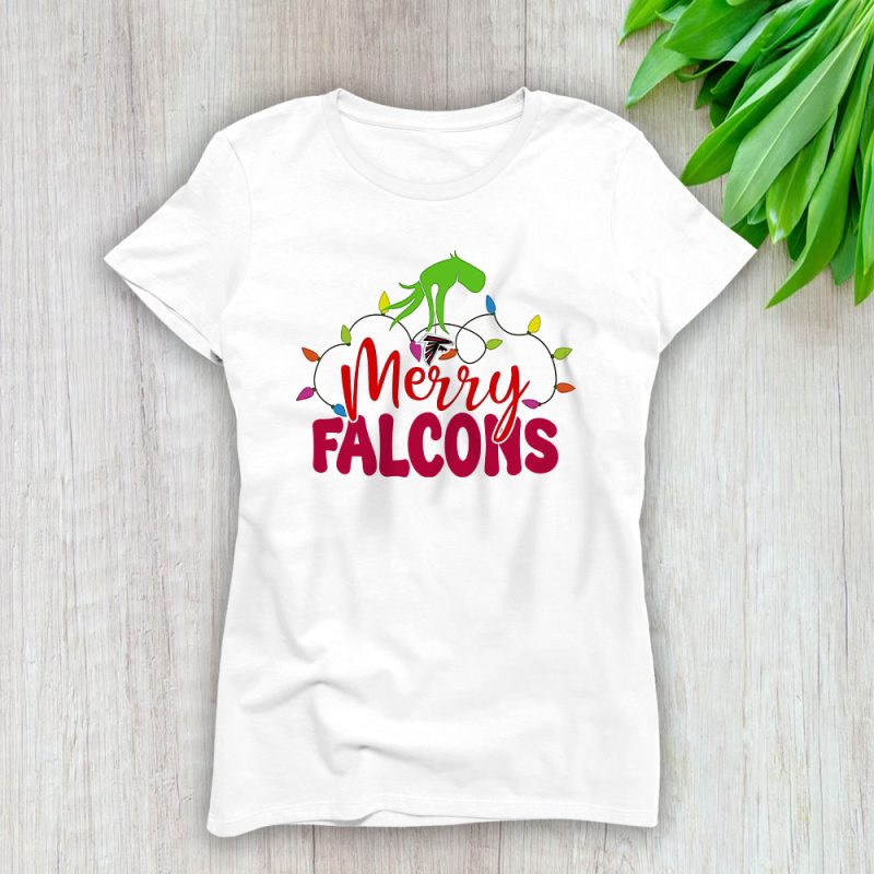 Atlanta Falcons Merry Christmas NFL Gift For Fan Cute Grinch Lady T-Shirt Women Tee LTL20229