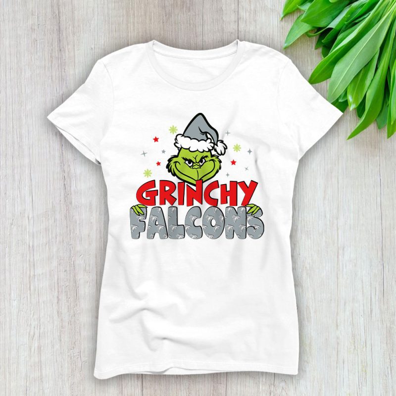 Atlanta Falcons Merry Christmas NFL Gift For Fan Cute Grinch Lady T-Shirt Women Tee LTL20234