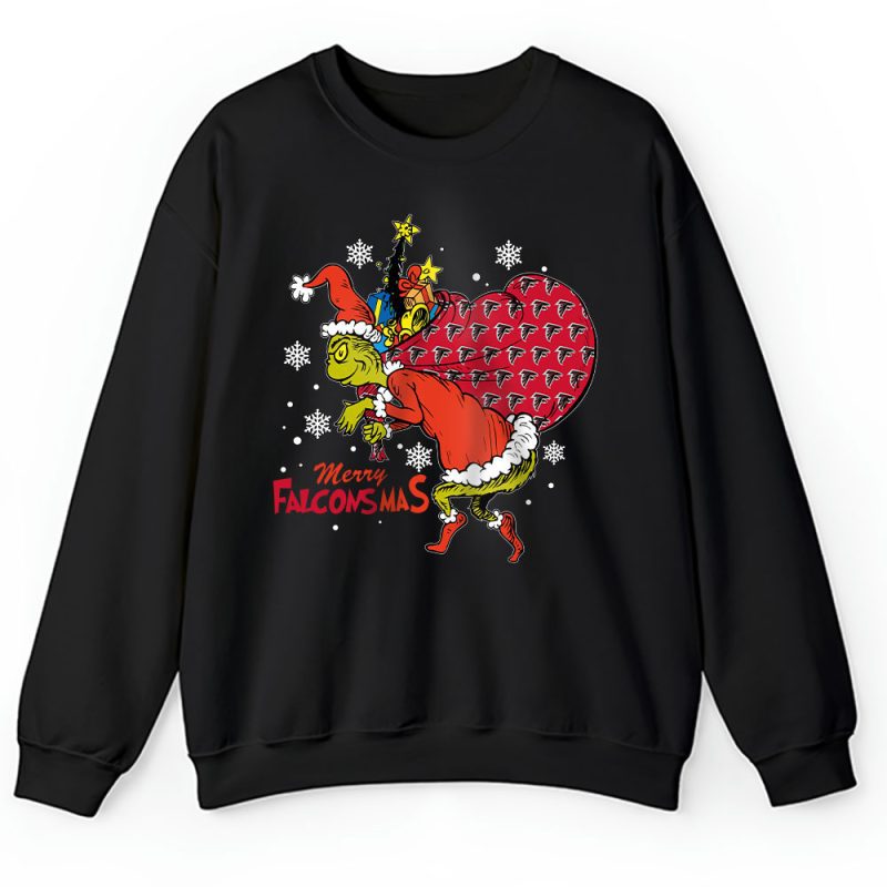 Atlanta Falcons Merry Christmas NFL Gift For Fan Cute Grinch Unisex Sweatshirt TAH20230