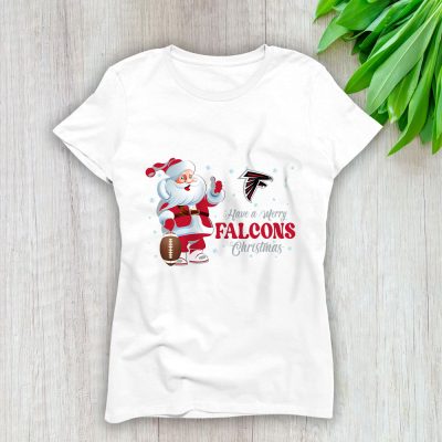 Atlanta Falcons Merry Christmas NFL Gift For Fan Cute Santa Hohoho Lady T-Shirt Women Tee LTL20228