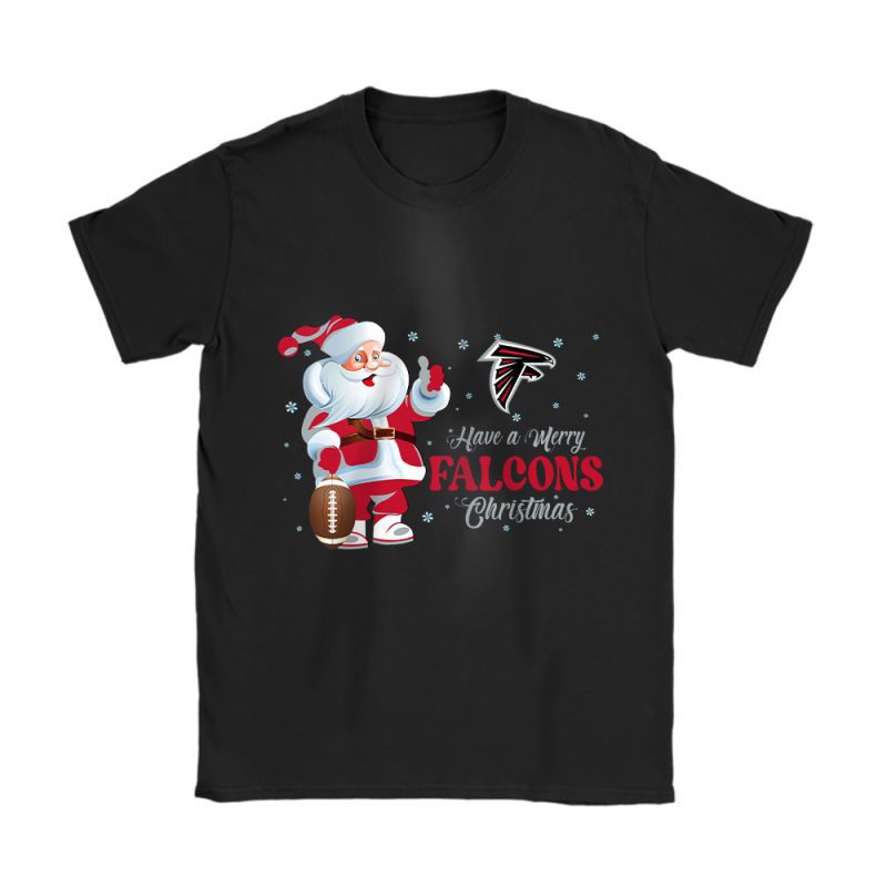 Atlanta Falcons Merry Christmas NFL Gift For Fan Cute Santa Hohoho Unisex T-Shirt Cotton Tee TAT20228