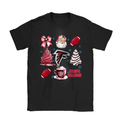 Atlanta Falcons Merry Christmas NFL Gift For Fan Santa Xmas Family Christmas Unisex T-Shirt Cotton Tee TAT20237