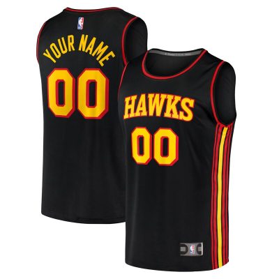 Atlanta Hawks Fast Break Replica Custom Jersey Black - Statement Edition