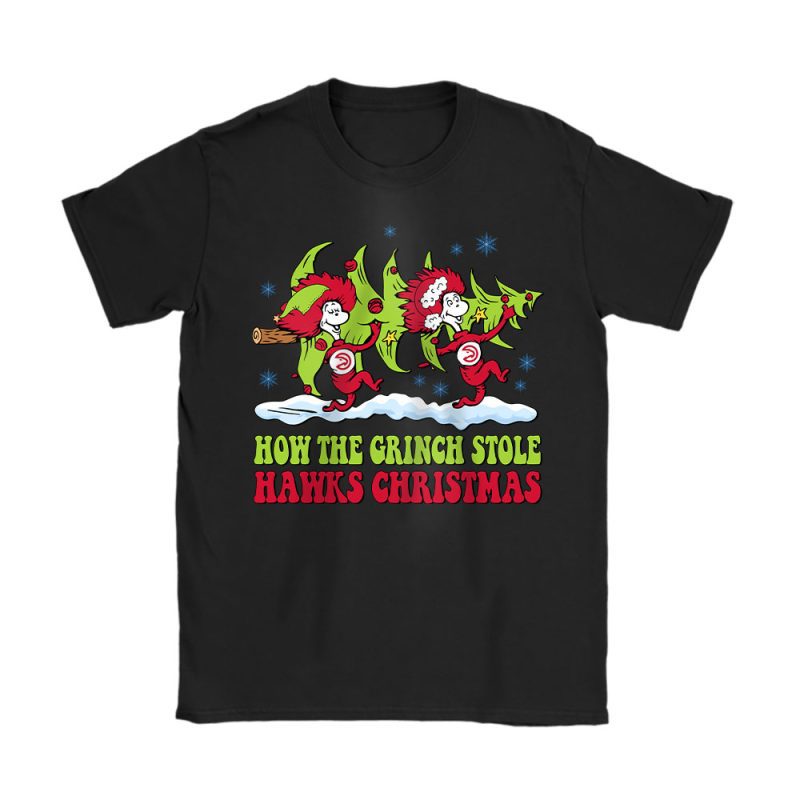 Atlanta Hawks Merry Christmas NBA Gift For Fan Cute Grinch Unisex T-Shirt Cotton Tee TAT21608