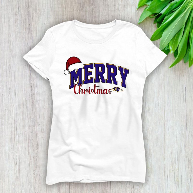 Baltimore Ravens Merry Christmas NFL Gift For Fan Christmas Funny Lady T-Shirt Women Tee LTL20256