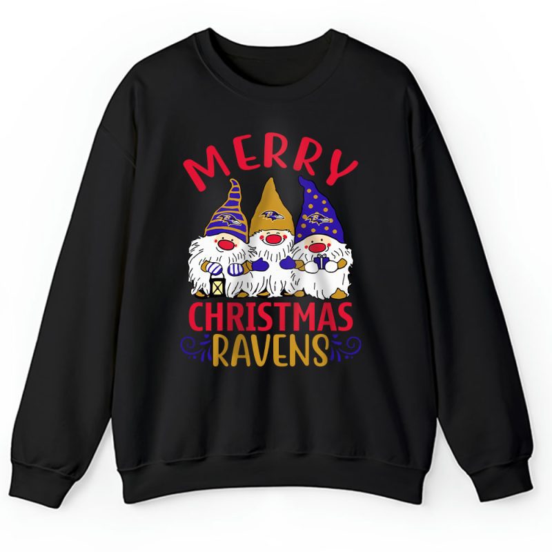 Baltimore Ravens Merry Christmas NFL Gift For Fan Christmas Gnomes Unisex Sweatshirt TAH20254