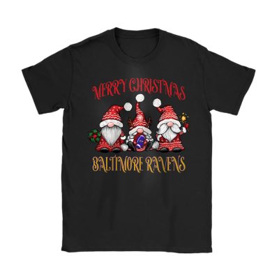 Baltimore Ravens Merry Christmas NFL Gift For Fan Christmas Gnomes Unisex T-Shirt Cotton Tee TAT20253