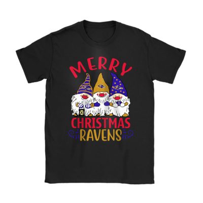 Baltimore Ravens Merry Christmas NFL Gift For Fan Christmas Gnomes Unisex T-Shirt Cotton Tee TAT20254