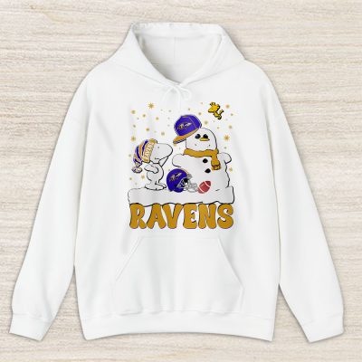 Baltimore Ravens Merry Christmas NFL Gift For Fan Christmas Snoopy And Snow Man Unisex Hoodie TAS20262