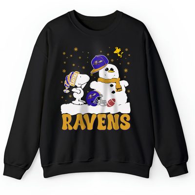 Baltimore Ravens Merry Christmas NFL Gift For Fan Christmas Snoopy And Snow Man Unisex Sweatshirt TAH20262