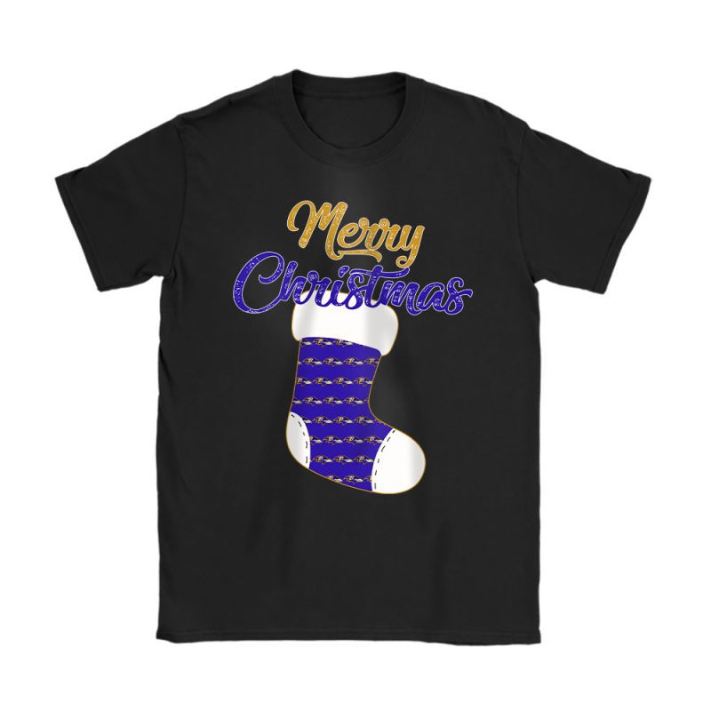 Baltimore Ravens Merry Christmas NFL Gift For Fan Christmas Stocking Unisex T-Shirt Cotton Tee TAT20252