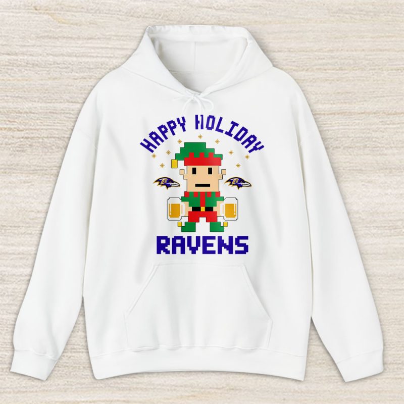 Baltimore Ravens Merry Christmas NFL Gift For Fan Cute Elf Happy Holiday Unisex Hoodie TAS20242