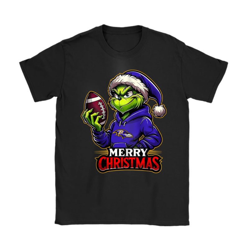 Baltimore Ravens Merry Christmas NFL Gift For Fan Cute Grinc Unisex T-Shirt Cotton Tee TAT20245