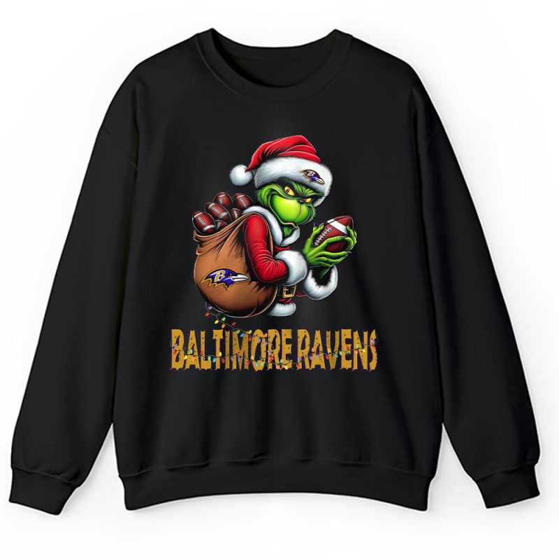 Baltimore Ravens Merry Christmas NFL Gift For Fan Cute Grinch Unisex Sweatshirt TAH20244