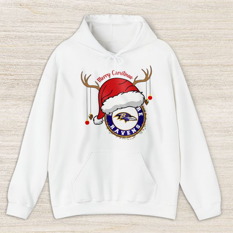 Baltimore Ravens Merry Christmas NFL Gift For Fan Cute Santa Hohoho Unisex Hoodie TAS20248