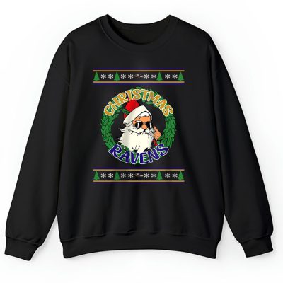 Baltimore Ravens Merry Christmas NFL Gift For Fan Cute Santa Hohoho Unisex Sweatshirt TAH20240