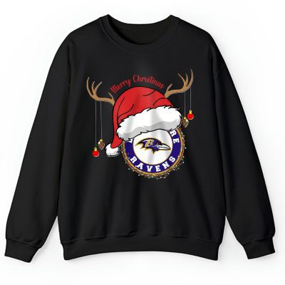 Baltimore Ravens Merry Christmas NFL Gift For Fan Cute Santa Hohoho Unisex Sweatshirt TAH20248