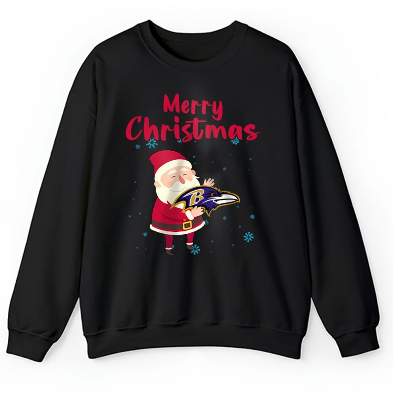 Baltimore Ravens Merry Christmas NFL Gift For Fan Cute Santa Hohoho Unisex Sweatshirt TAH20251