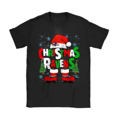 Baltimore Ravens Merry Christmas NFL Gift For Fan Cute Santa Hohoho Unisex T-Shirt Cotton Tee TAT20241