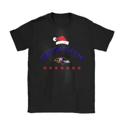 Baltimore Ravens Merry Christmas NFL Gift For Fan Cute Santa Hohoho Unisex T-Shirt Cotton Tee TAT20270