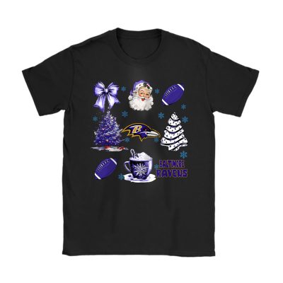 Baltimore Ravens Merry Christmas NFL Gift For Fan Santa Xmas Family Christmas Unisex T-Shirt Cotton Tee TAT20272