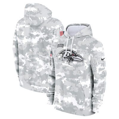 Baltimore Ravens Youth 2024 Salute To Service Pullover Hoodie - White/Gray