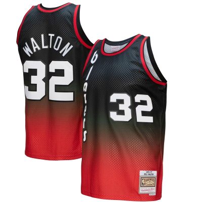 Bill Walton Portland Trail Blazers 1976/77 Hardwood Classics Fadeaway Swingman Player Jersey - Red/Black