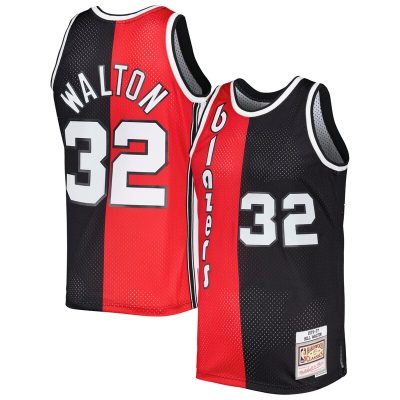 Bill Walton Portland Trail Blazers Hardwood Classics 1976/77 Split Swingman Jersey - Red/Black