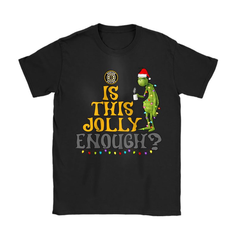 Boston Bruins Merry Christmas NHL Gift For Fan Cute Grinch Unisex T-Shirt Cotton Tee TAT21313