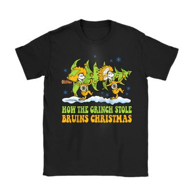 Boston Bruins Merry Christmas NHL Gift For Fan Cute Grinch Unisex T-Shirt Cotton Tee TAT21624