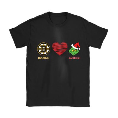 Boston Bruins Merry Christmas NHL Gift For Fan Cute Grinch Unisex T-Shirt Cotton Tee TAT21626