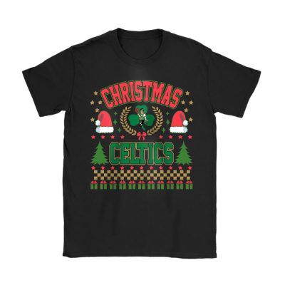 Boston Celtics Merry Christmas NBA Gift For Fan Cute Santa Hohoho Unisex T-Shirt Cotton Tee TAT21635