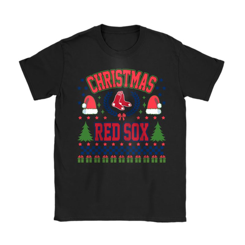 Boston Red Sox Merry Christmas MLB Gift For Fan Cute Santa Hohoho Unisex T-Shirt Cotton Tee TAT21639