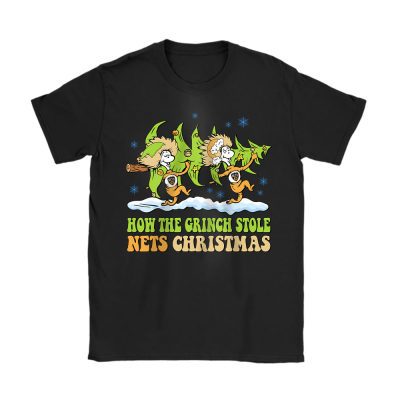 Brooklyn Nets Merry Christmas NBA Gift For Fan Cute Grinch Unisex T-Shirt Cotton Tee TAT21628