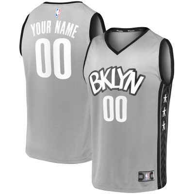 Brooklyn Nets Youth Custom Fast Break Replica Jersey Gray - Statement Edition