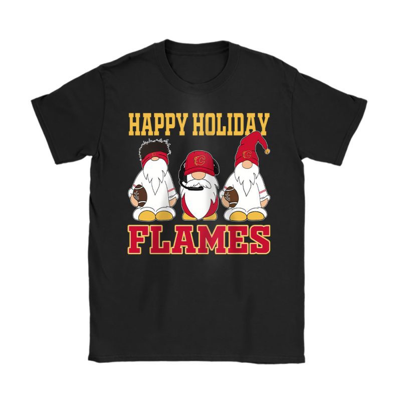 Calgary Flames Merry Christmas NHL Gift For Fan Christmas Gnomes Unisex T-Shirt Cotton Tee TAT21354