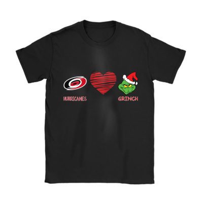 Carolina Hurricanes Merry Christmas NHL Gift For Fan Cute Grinch Unisex T-Shirt Cotton Tee TAT21658