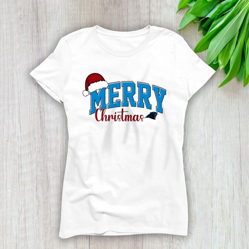 Carolina Panthers Merry Christmas NFL Gift For Fan Christmas Funny Lady T-Shirt Women Tee LTL20326