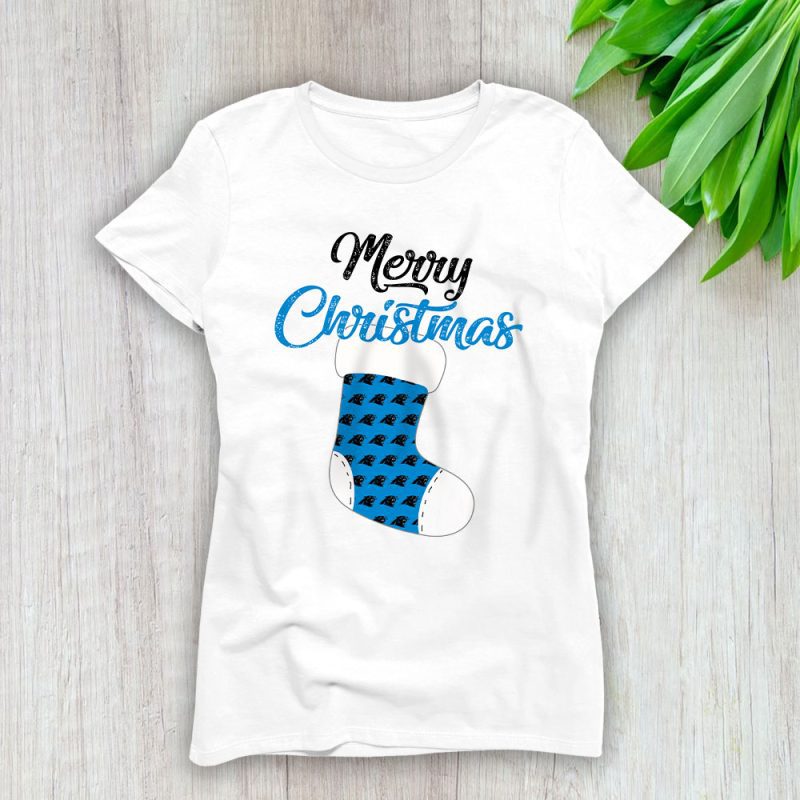 Carolina Panthers Merry Christmas NFL Gift For Fan Christmas Stocking Lady T-Shirt Women Tee LTL20322