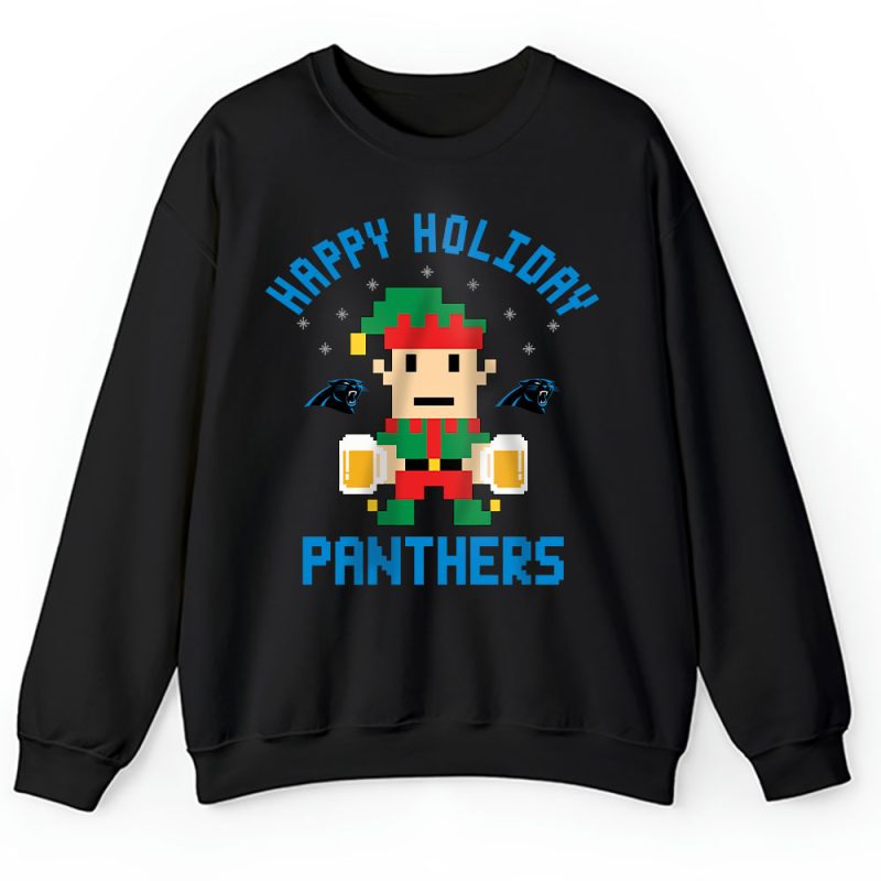 Carolina Panthers Merry Christmas NFL Gift For Fan Cute Elf Happy Holiday Unisex Sweatshirt TAH20312