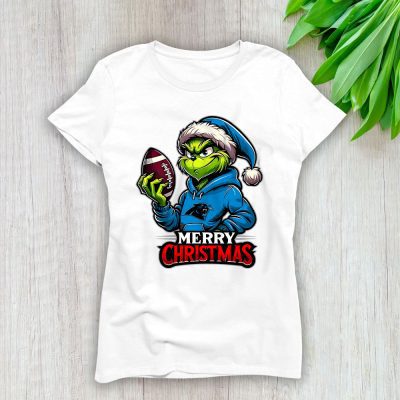 Carolina Panthers Merry Christmas NFL Gift For Fan Cute Grinch Lady T-Shirt Women Tee LTL20315