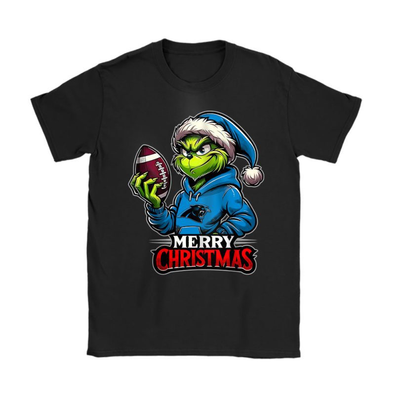 Carolina Panthers Merry Christmas NFL Gift For Fan Cute Grinch Unisex T-Shirt Cotton Tee TAT20315