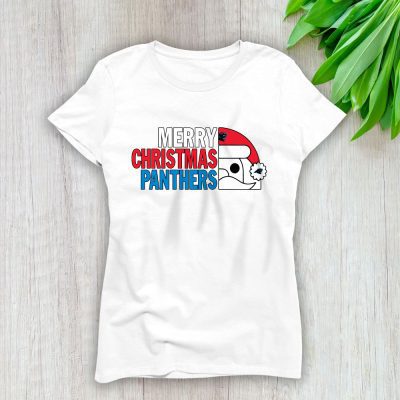 Carolina Panthers Merry Christmas NFL Gift For Fan Cute Santa Hohoho Lady T-Shirt Women Tee LTL20316