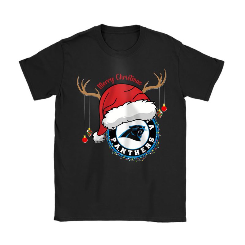 Carolina Panthers Merry Christmas NFL Gift For Fan Cute Santa Hohoho Unisex T-Shirt Cotton Tee TAT20318